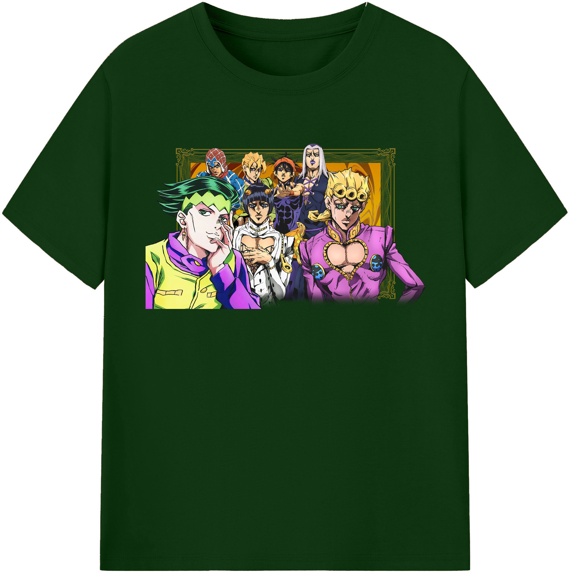 （画像用） ジョジョの奇妙な冒険 ジョルノ?ジョバァーナ JoJo's Bizarre Adventure Giorno Giovanna 綿100％半袖Tシャツ（フロントプリント）
